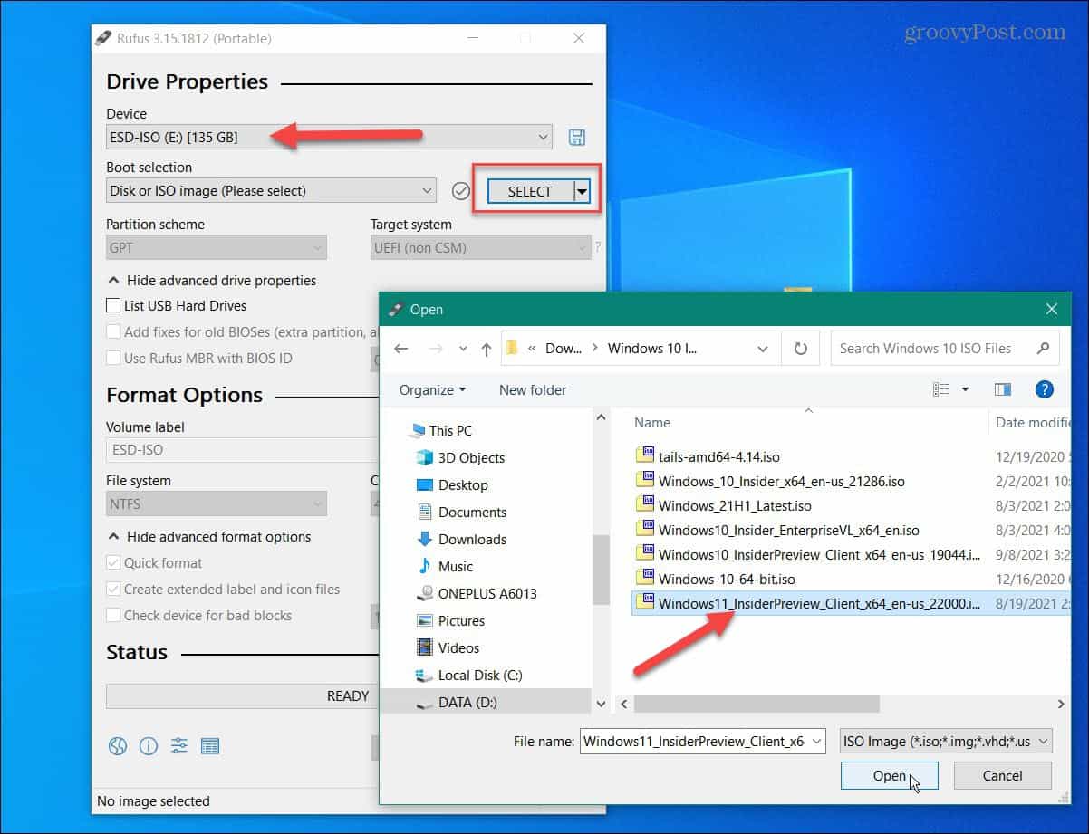 Select Windows 11 ISO File