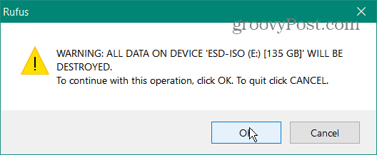 warning message