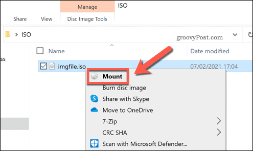 Mounting an ISO file in Windows File Explorer
