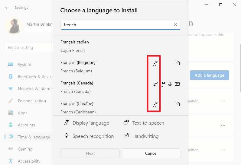 windows 11 display language languages