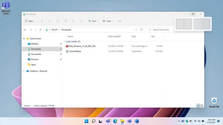 Hands On With Windows 11 Se On The Surface Laptop Se: Feels A Lot Like Edgeos - Snap Layouts Windows 11 Se Hands on with Windows 11 SE on the Surface Laptop SE: feels a lot like EdgeOS - OnMSFT.com - January 10, 2022