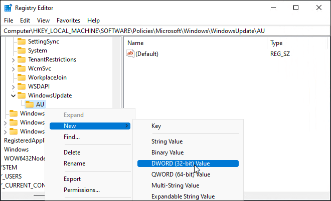 New DWORD Value Registry