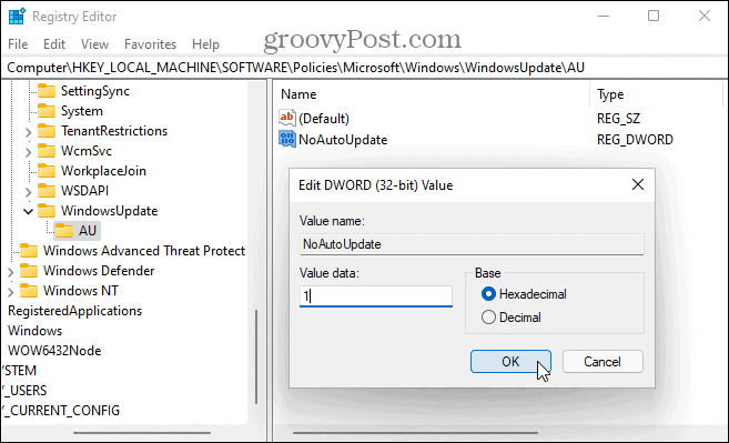 stop automatic updates on Windows 11