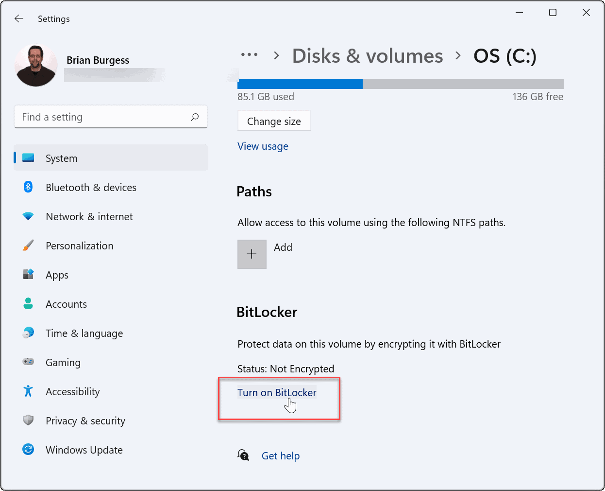 Turn on bitlocker use bitlocker encryption in Windows 11