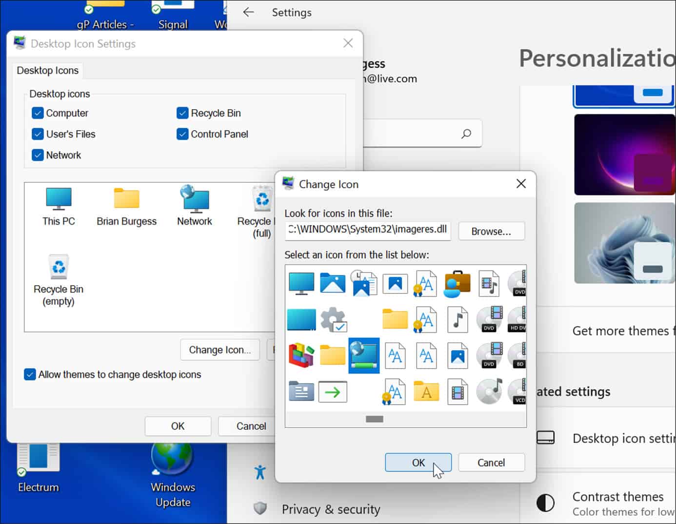 change desktop icon