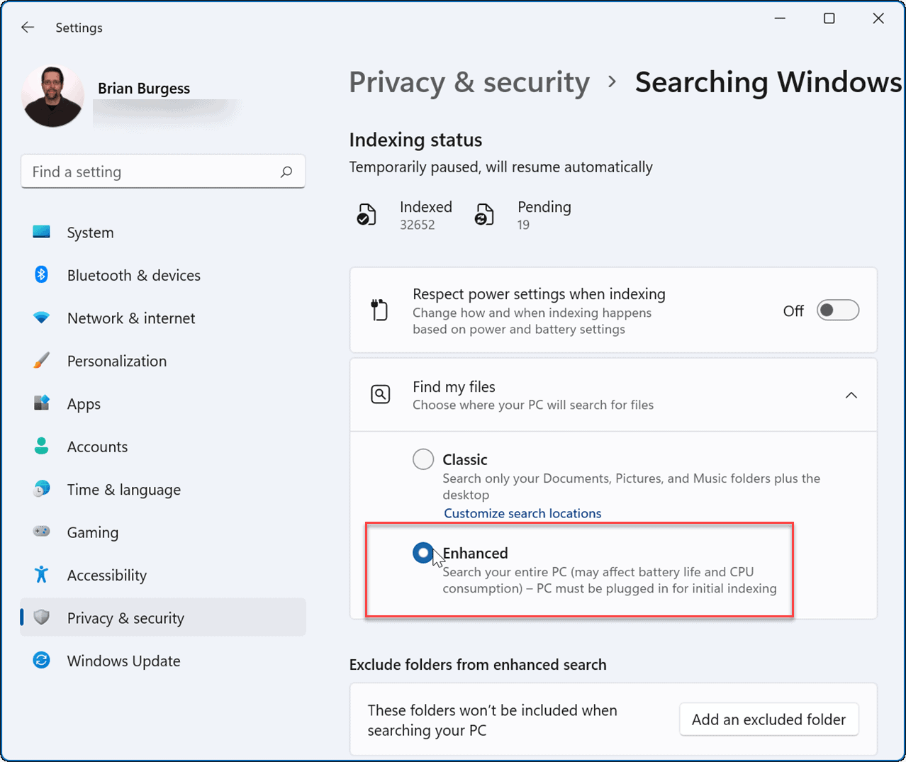 Enable Enhanced Search on Windows 11