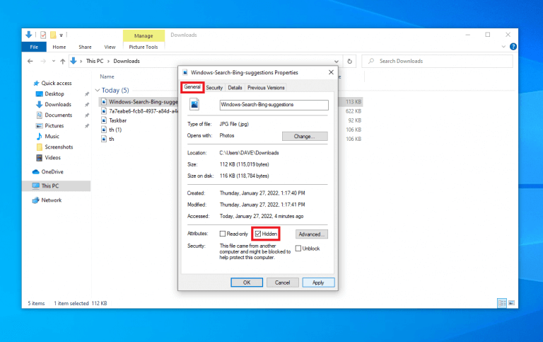 How To Hide Folders And Files From Search On Windows 10 And Windows 11 - Properties1 search on windows