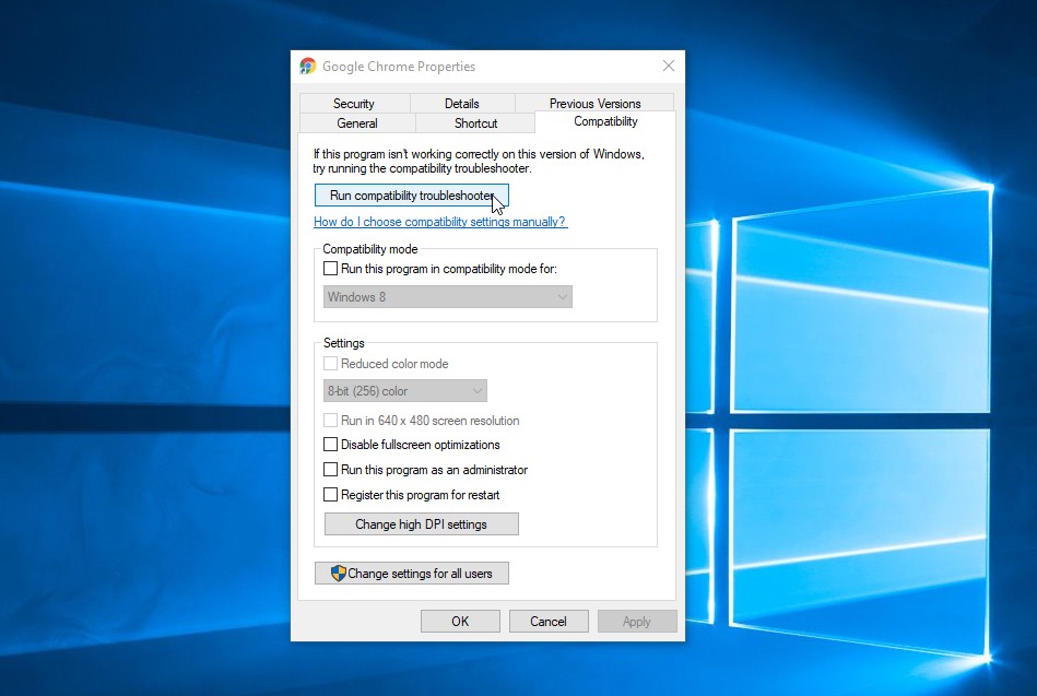 Google Chrome properties