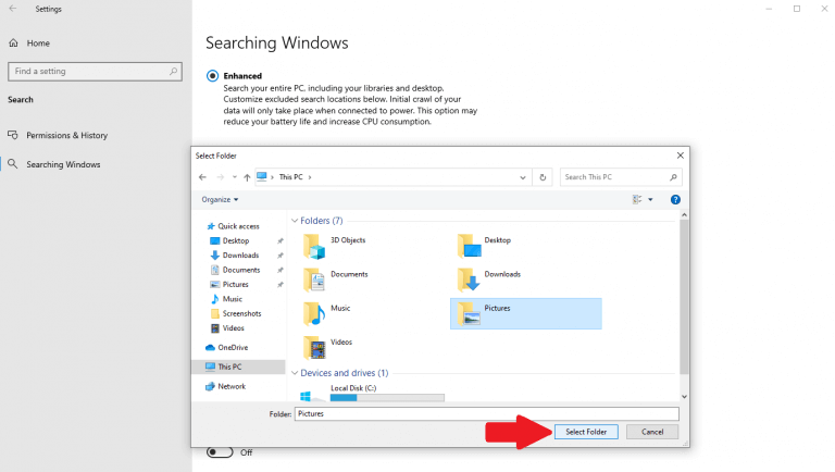 How To Hide Folders And Files From Search On Windows 10 And Windows 11 - Select A Folder Search on windows 10