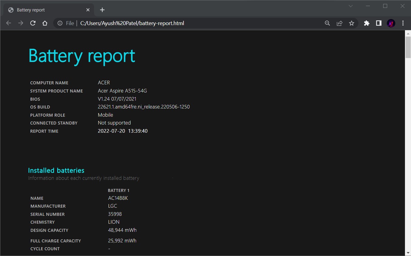 windows 11 battery health report find battery health report